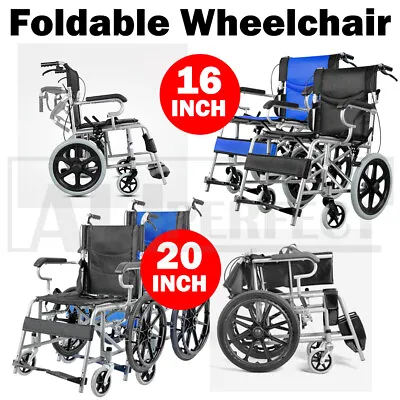 16  20  Foldable Wheelchair Brakes Lightweight Soft Mobility Aid Fold Disabled~ • $136
