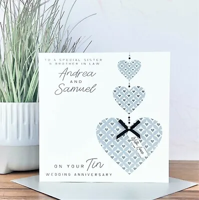 £4.25 • Buy Personalised Handmade 10th Tin Wedding Anniversary Card