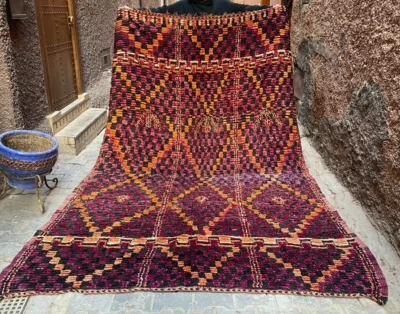 $750.40 • Buy Authentic Hand Knotted Vintage Morocco Wool Area Rug 6 X10 FT PINK Berber Carpet