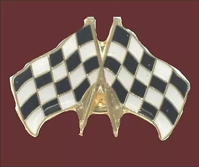 Chequered Flag Motorcycle Enamel Cafe Racer Car Racing Pin Badge • £3.25