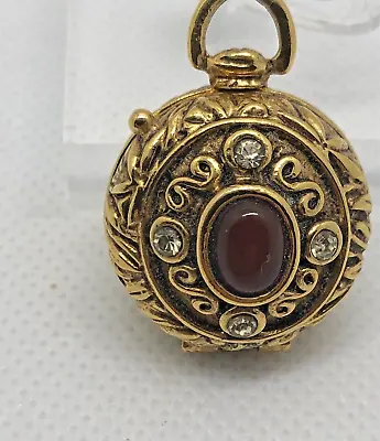 Vintage Brass Metal Repousse Poison Perfume Locket NO CHAIN Ornate  1   • $9.85