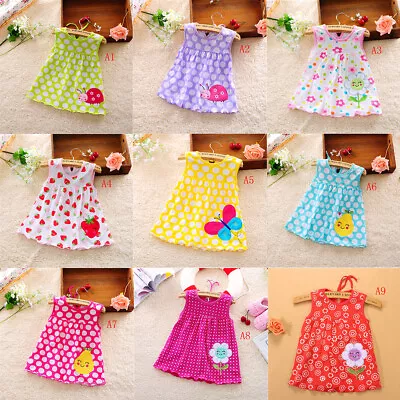 Newborn Baby Cotton Dress Regular Sleeveless A-Line Girl Dresses 0-24 MonthA-wq • £4.42