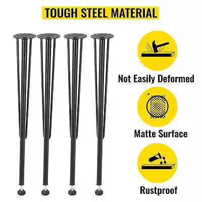 Hairpin Metal Table Legs 28 Inch Desk Legs Set Of 4 Heavy Duty Bench Legs 3-Rod • $27.10