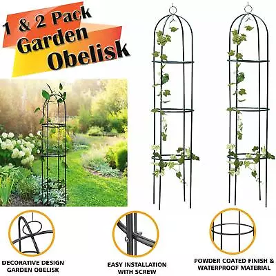 1.9M Garden Arch Obelisk Arched Metal Tubular Frame Climbing Plant Archway 2PK • £16.85