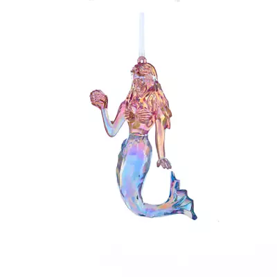 Ksa Pink & Blue Multifaceted Acrylic Iridescent Mermaid Nautical Xmas Ornament B • $7.88