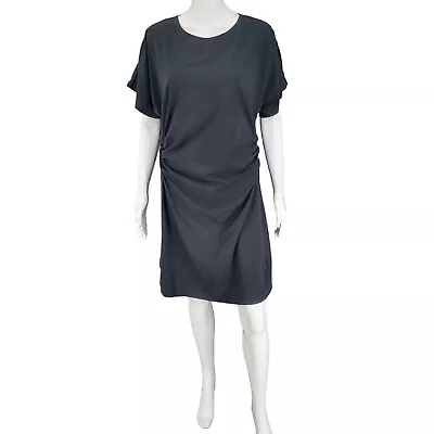 Seed To Style Dress Large Sz Black Casual Cotton Modern Outdoor Top Ruched Side • $13.95