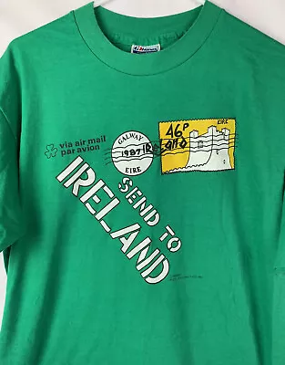 Vintage Ireland T Shirt Single Stitch Hanes 50/50 Logo Crew USA Mens XL 80s 90s • $21.24