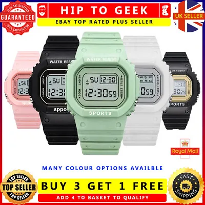 View Details Digital Screen Sport Watch Men Women Unisex Boys Girls Kids Rectangle UK Seller • 4.99£