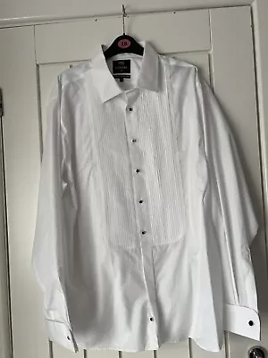 2 X M&S Luxury Evening Wear White Black Tie Dress Shirt 18 1/2 Collar Slim  NWT • £20