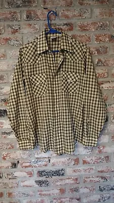 Vtg 1950's? Pearl Snap Plaid Light Weight Long Sleeve Arrow Western Shirt Med • $44