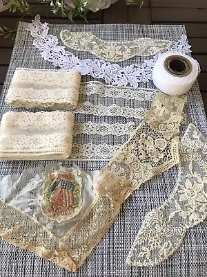 Vintage Lace Sewing Trims Lot Crafts & More Great Estate Find Repurpose Journals • $25