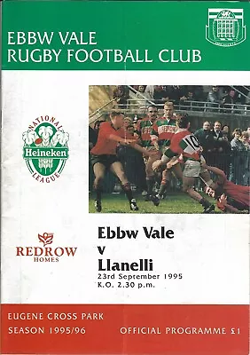 Ebbw Vale v Llanelli 23 Sep 1995 Ebbw Vale RUGBY PROGRAMME • £4.99