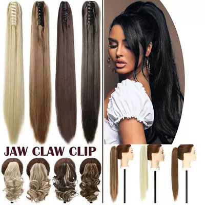 $16.09 • Buy One Piece Jaw Claw Ponytails Clip In Hair Extensions As Human Hair For Woman US