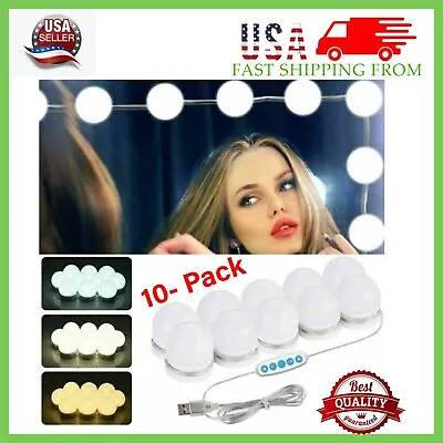 New Make Up Mirror Lights 10 LED Kit Bulbs Vanity Light Dimmable Lamp Hollywood • $10.95