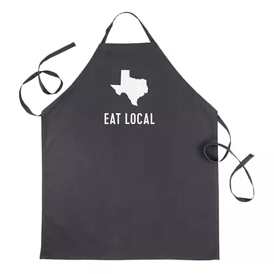 About Face Men's Black Grill Apron  TEXAS EAT LOCAL  Cotton  32.75 L X 27.5  NEW • $12.95