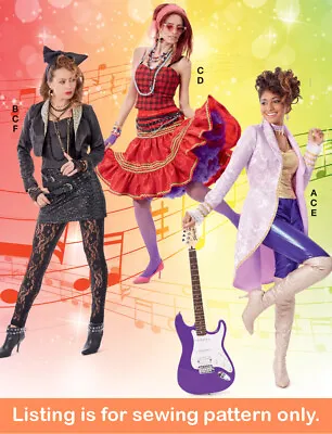 SEWING PATTERN Womens Costume 80s Pop Rock Star Madonna Cyndi Lauper Plus 8224 • $9.49