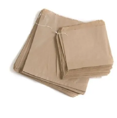 £6.20 • Buy Brown Kraft Strong Paper Food Bags For Sandwiches Groceries Etc All Sizes Flat