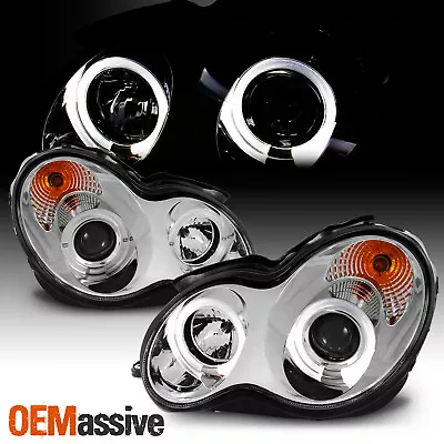 Fits 01-07 Mercedes Benz W203 C-Class Clear Halo Projector Headlights Lamps Pair • $184.99