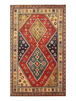 4 X 6 Ft Multicolor  Gabbeh Tribal Afghan Hand Knotted Wool Area Rug • $499