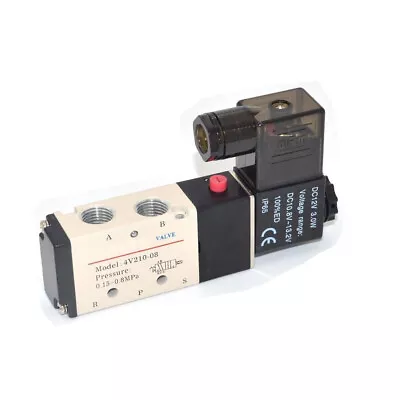 US Stock DC 12V Pneumatic Electric Solenoid Air Valve 5 Way 2 Position 4V210-08 • $16.34