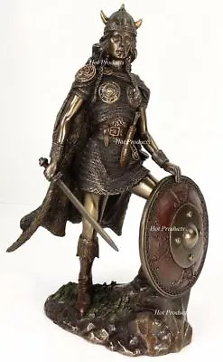 Viking Shieldmaiden Norse Mythology Statue Bronze Finish Shield Maiden • $72.90