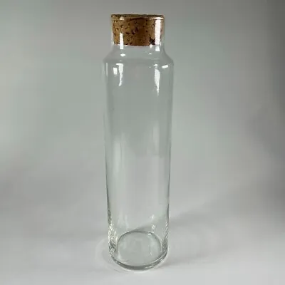 Tall Glass Bottle W/Cork Kitchen Or Craft Storage Home Decor 13H 3.5in Diameter • $9.99