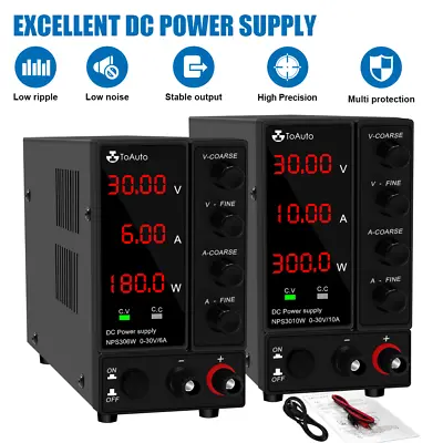 Adjustable DC Power Supply 30V 10A 6A Lab Precision Variable 4 Digital+Cable US • $59.99