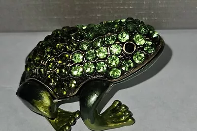 Green Black Poison Dart Frog Trinket Box HandMade Swarovski Crystal Enamel GP • $34.99