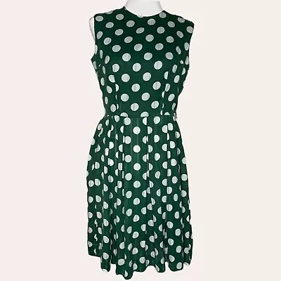 Vintage 50s Green Polkadot A Line Dress • $30