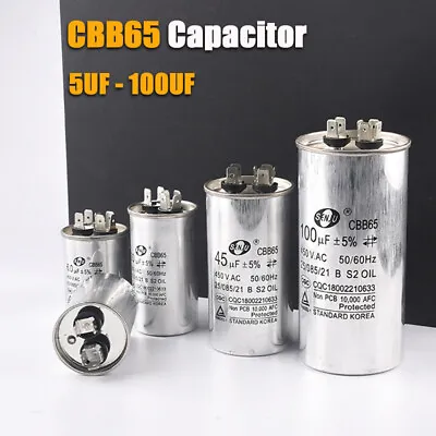 CBB65 Capacitor Air Conditioner Start Run Motor Generator Compressor 5UF - 100UF • $7.24