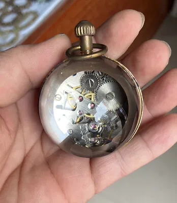 2.5 Inch / Works CHINESE Vintage BRASS GLASS Pocket Watch BALL Clock • $29.99