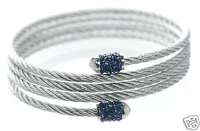 Steel By Design Crystal Accent Coil Bracelet (Blue) • $19.99