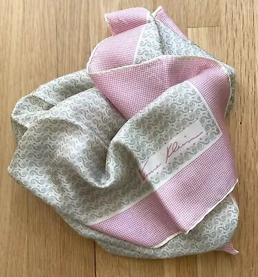 VTG Anne Klein For Robinson And Golluber - Hand Rolled Silk Scarf- Pink / Green • $12