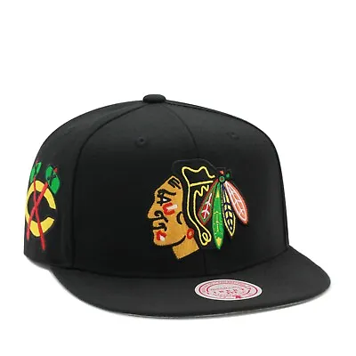 Mitchell & Ness Chicago Blackhawks NHL Snapback Hat Cap - Black/Side Patch • $39.90