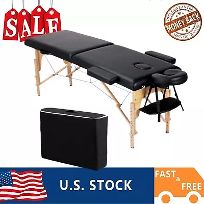 New 84  Adjustable 2 Section Massage Table Portable W/ Headrest Armrest Pallet • $80.75