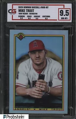 2020 Bowman Chrome 1990 Design Refractor Mike Trout Angels CG 9.5 • $0.99