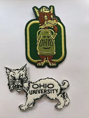 (2) UO University Of Ohio Bobcats Vintage Embroidered Iron On Patches 3.5” & 3” • $9.95