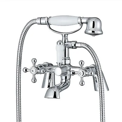 ENKI BT8608 Traditional Bath Shower Mixer Taps Chrome Cross Victorian BEAUMONT • £59.99