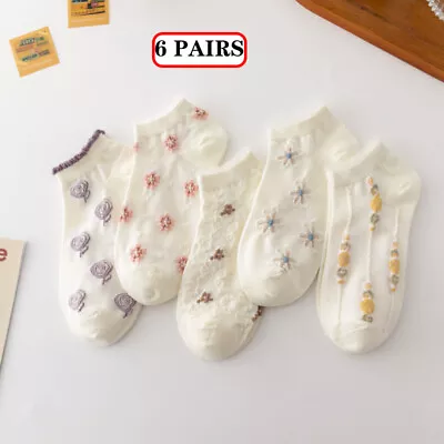 6pair Summer Casual Cotton Frilly Ruffle Socks Boat Ankle Short Women's Socks AU • $13.53