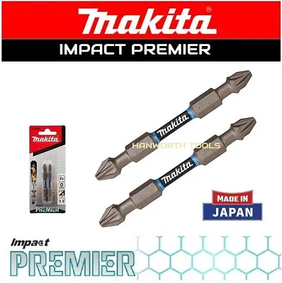 Makita PZ2 Screwdriver Bits Impact Premier Pack Of 2 Pozi Double Torsion 65mm • £5.95