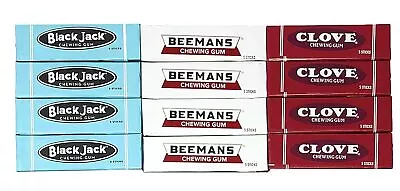 Retro Chewing Gum Pack – Black Jack Beemans And Clove Gum Variety Pack Of 12 • $17.39