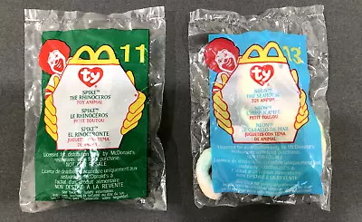 2000 McDonalds Happy Meal Toys Lot Of 2 TY Tiny Beanie Babies #11 Rhino #13 Sea • $12.99