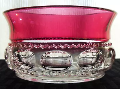 Indiana Colony Glass Clear With Ruby Band Kings Crown 4  Bowl • $9.99