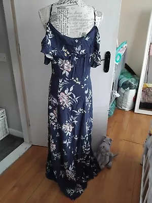 Navu Floral Maxi Dress Side Splits Size M 12 14 • $8.08