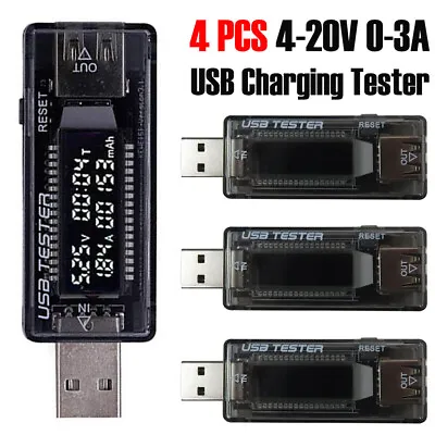 4PCS USB Power Tester Voltage Current Capacity Meter 4-20V 3A Chargers & Cables • $17.99