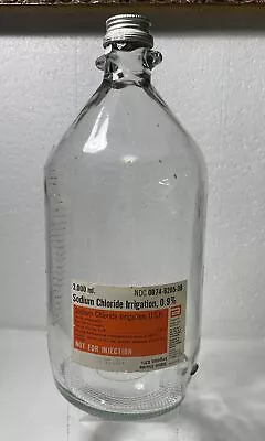 Vintage Glass Iv Bottle With Built In Hanger Original Label Expires 1985 • $50