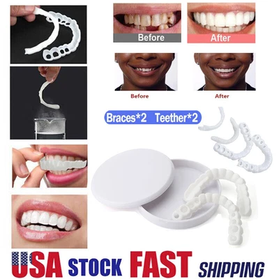 $7.39 • Buy US Snap On Upper＆Bottom Set False Teeth Dental Veneers Denture Tooth Cover