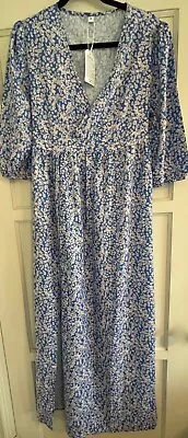 Made With Love Women's M Maxi Split Front Blue Floral Lightweight Dress Nwt • $18.50