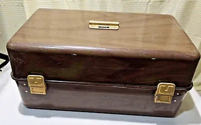 Vintage UMCO 520W Brown Wood Grain Large Fishing Tackle Box W/O Handle 20X12X10 • $99.95