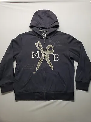 Y2K Marc Ecko Cut & Sew Embroidered Hoodie Full Zip Mens Size Large Grunge Vtg • $42.99